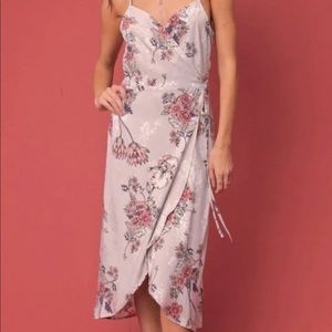 Alma Floral Wrap Dress - Large / Stone floral